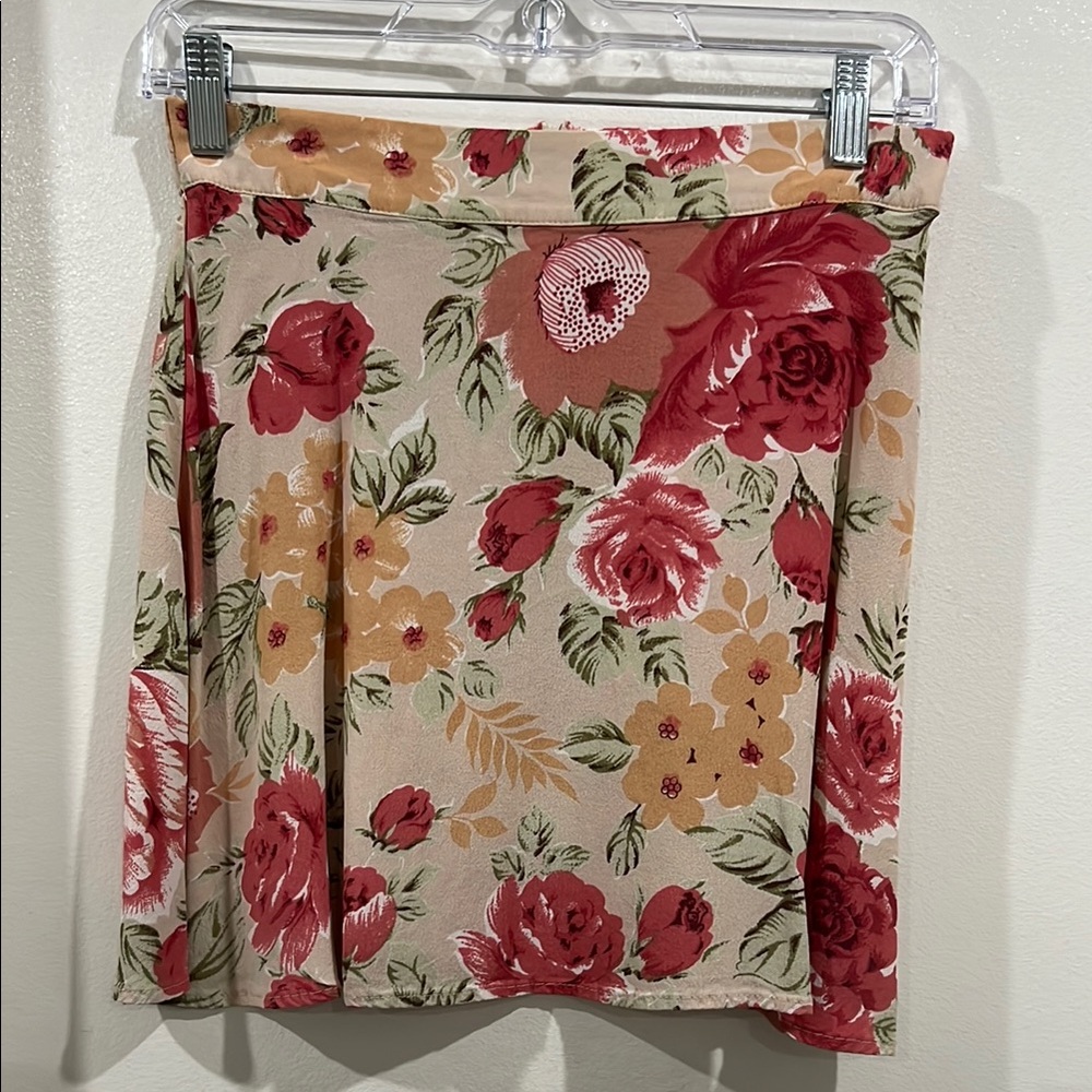 Stevie sister Red and Pink floral Mini A-Line Skirt